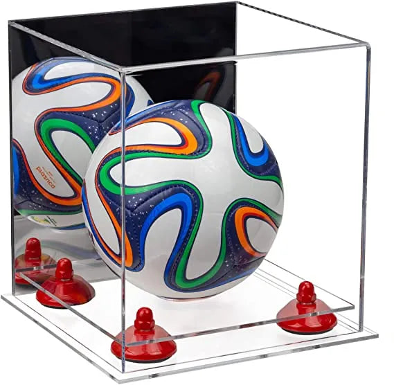 Mini/Miniature (not Full Size) Soccer Ball Display Case - Mirror No Wall Mounts (A015/B03)