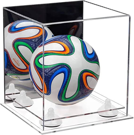 Mini/Miniature (not Full Size) Soccer Ball Display Case - Mirror No Wall Mounts (A015/B03)