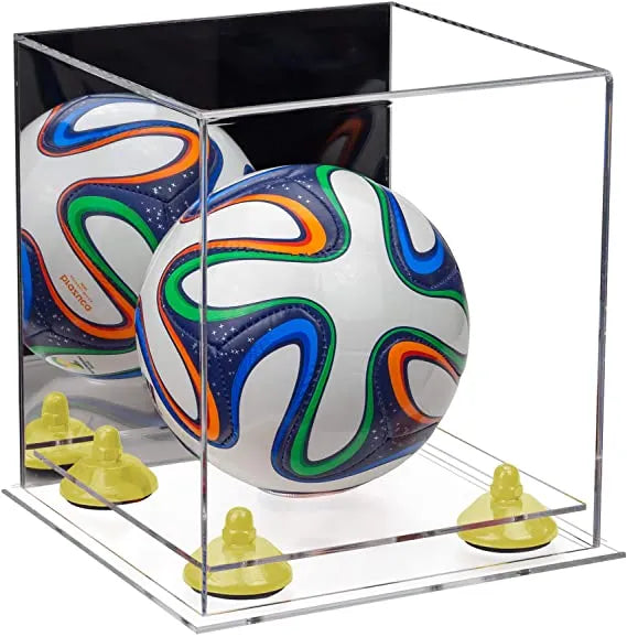 Mini/Miniature (not Full Size) Soccer Ball Display Case - Mirror No Wall Mounts (A015/B03)