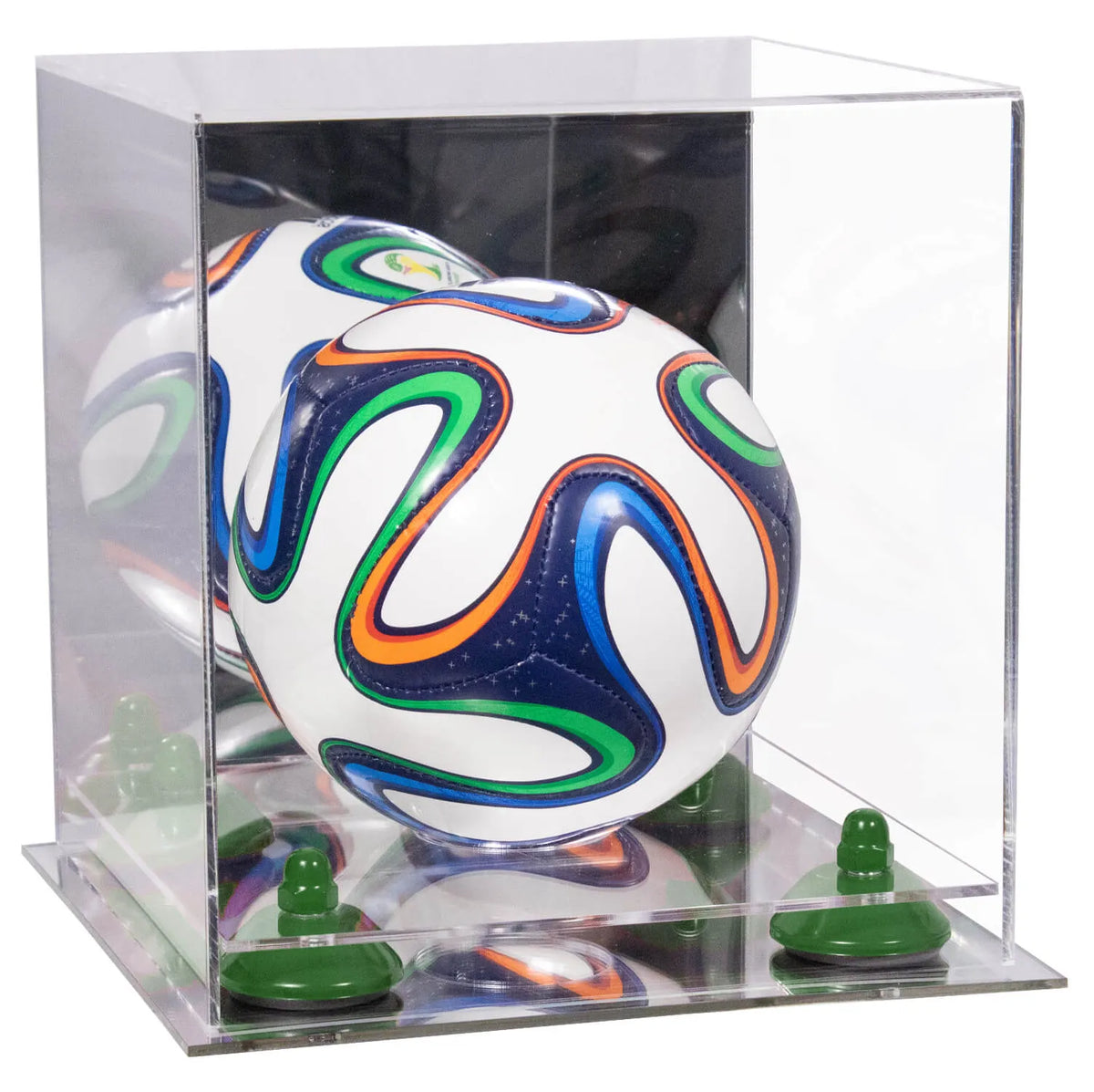 Mini/Miniature (not Full Size) Soccer Ball Display Case - Mirror No Wall Mounts (A015/B03)