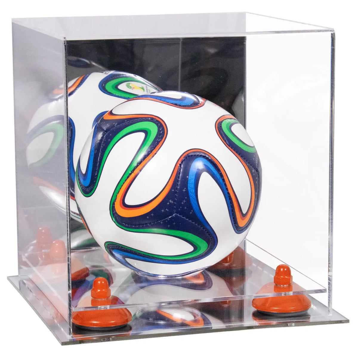 Mini/Miniature (not Full Size) Soccer Ball Display Case - Mirror No Wall Mounts (A015/B03)