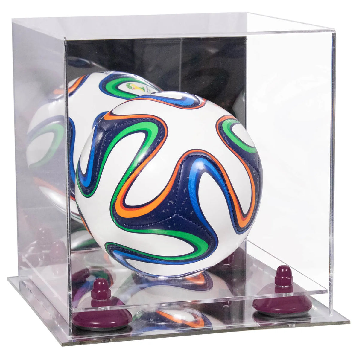 Mini/Miniature (not Full Size) Soccer Ball Display Case - Mirror No Wall Mounts (A015/B03)