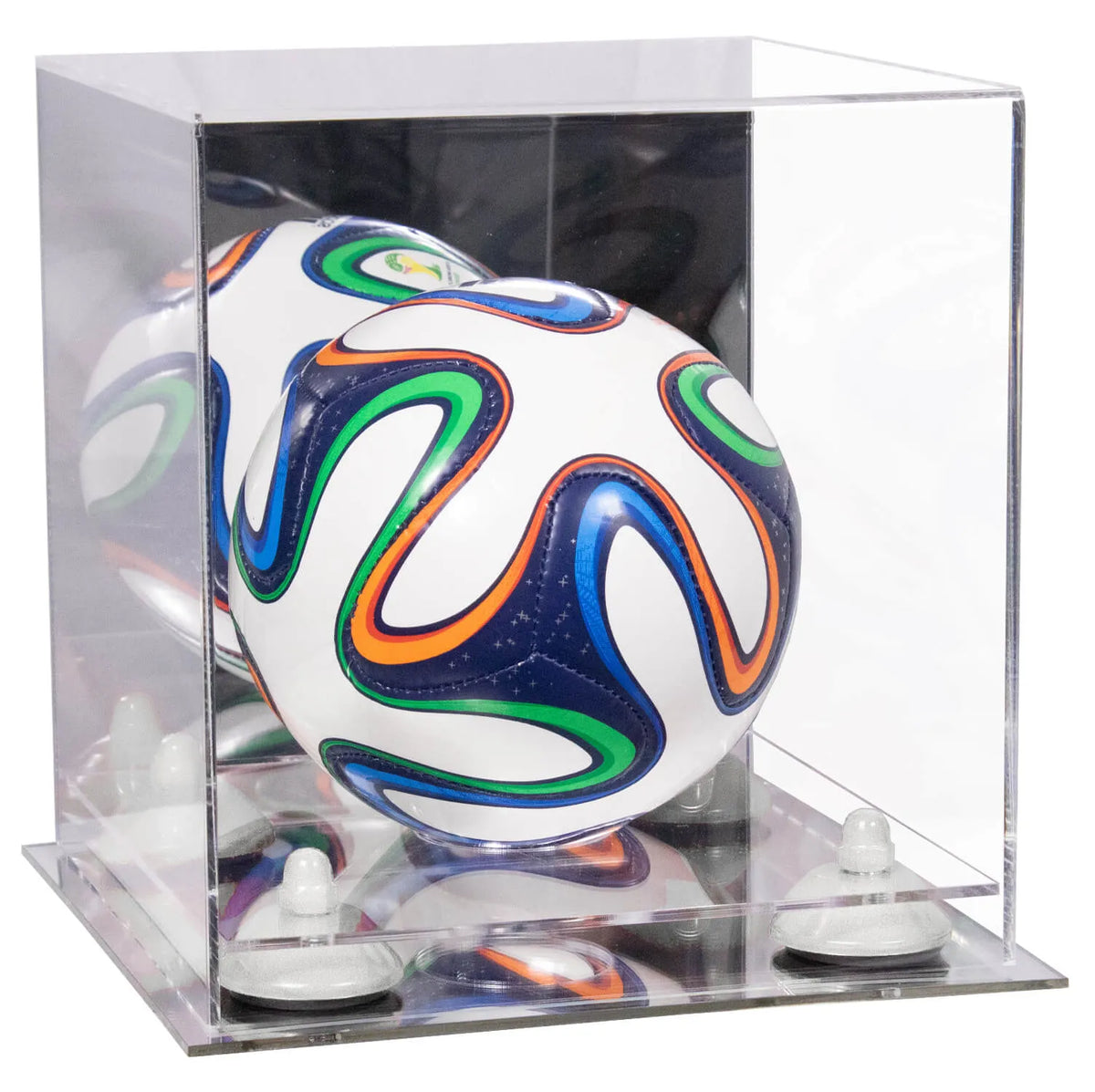 Mini/Miniature (not Full Size) Soccer Ball Display Case - Mirror No Wall Mounts (A015/B03)