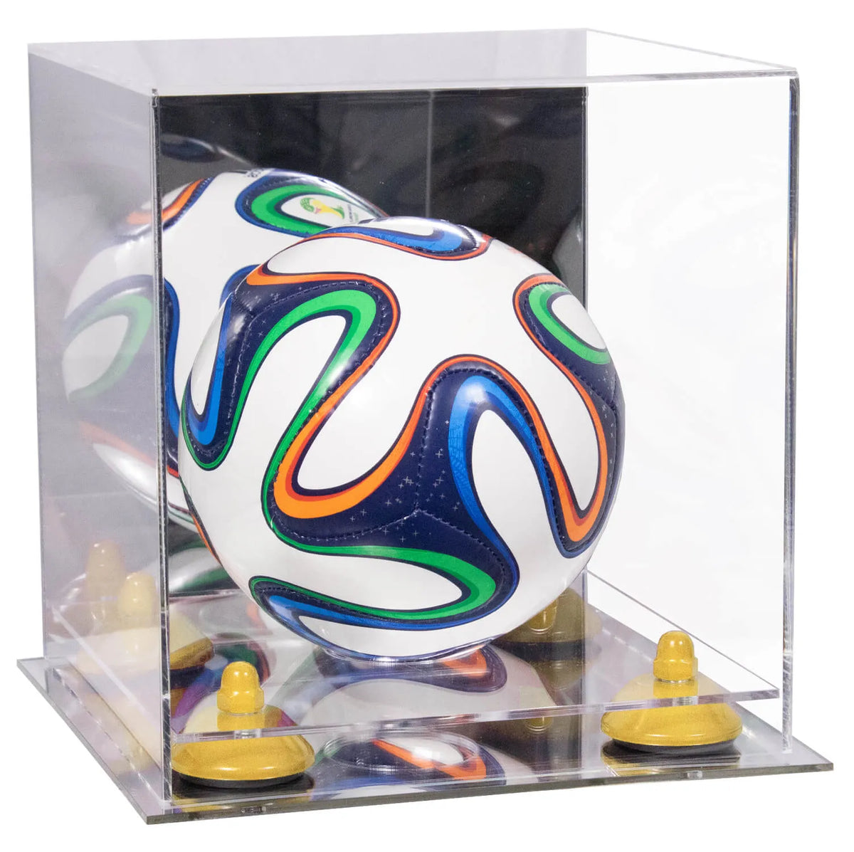 Mini/Miniature (not Full Size) Soccer Ball Display Case - Mirror No Wall Mounts (A015/B03)