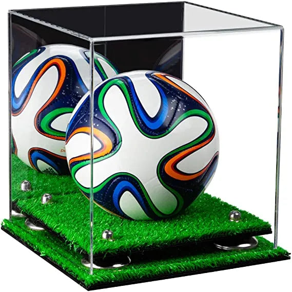 Mini/Miniature (not Full Size) Soccer Ball Display Case - Mirror No Wall Mounts (A015/B03)