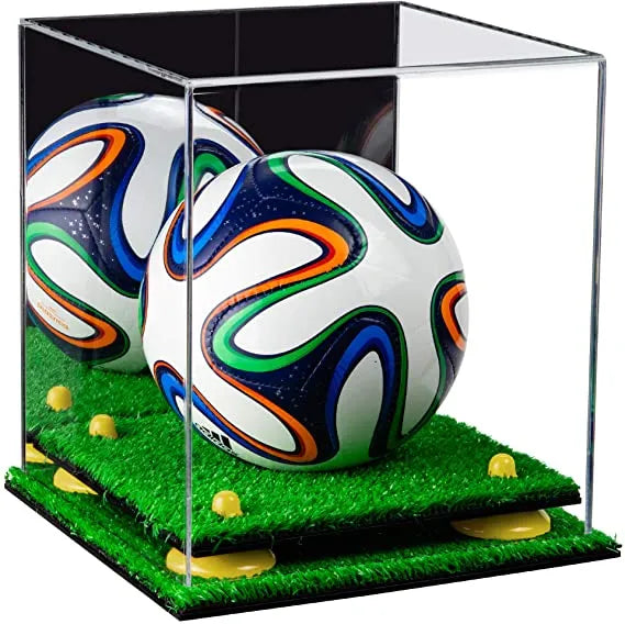 Mini/Miniature (not Full Size) Soccer Ball Display Case - Mirror No Wall Mounts (A015/B03)
