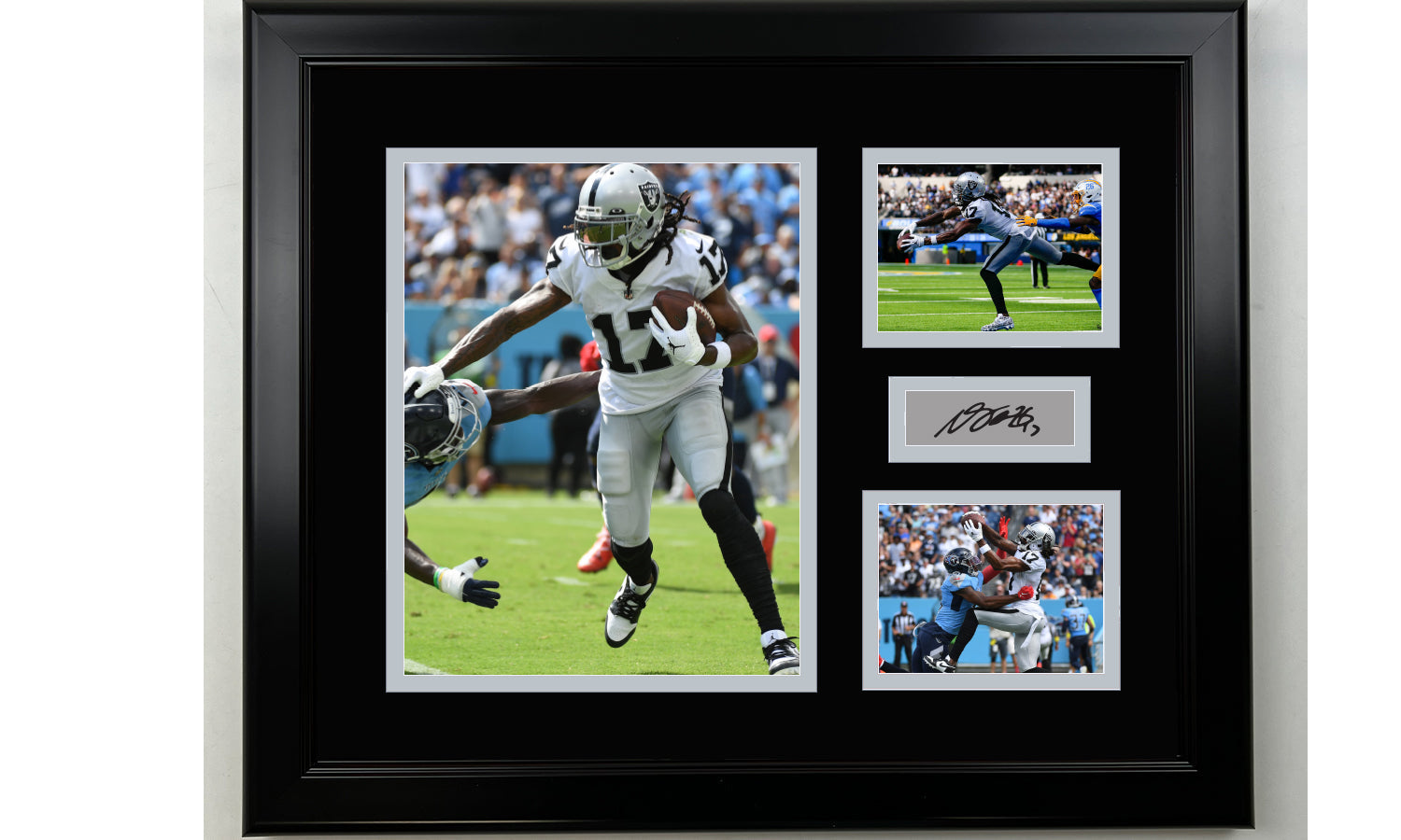 Framed Davante Adams Las Vegas Raiders Facsimile Laser Engraved Signature Football 14x11 3 Photo Collage