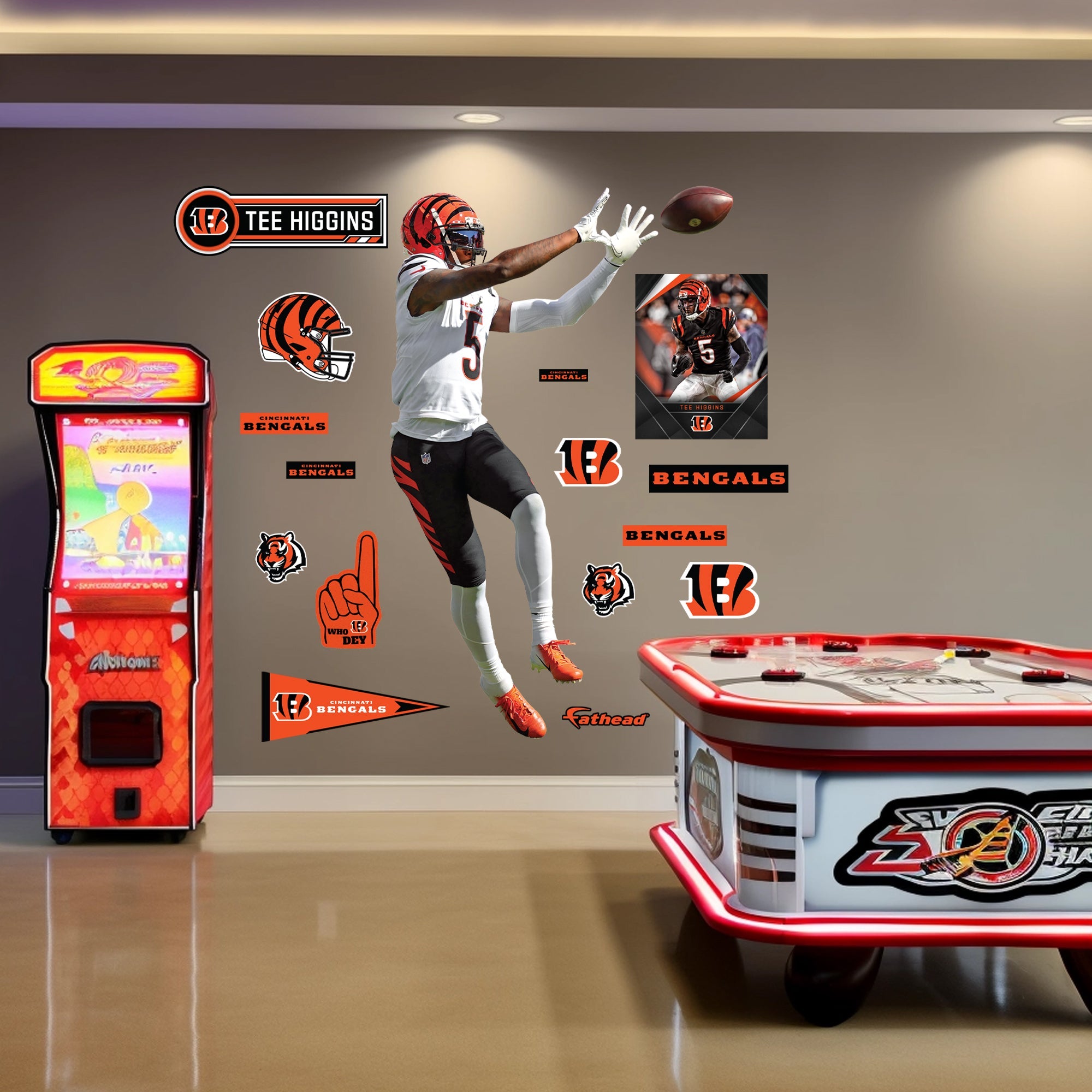 Tee Higgins - RealBig Catch Collection - Official NFL - Cincinnati Bengals - Reusable Vinyl Wall Decals