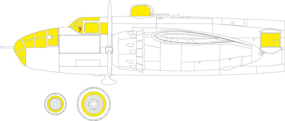 Eduard EX925 1/48 Mask Aircraft- B25J Glazed Nose for HKM