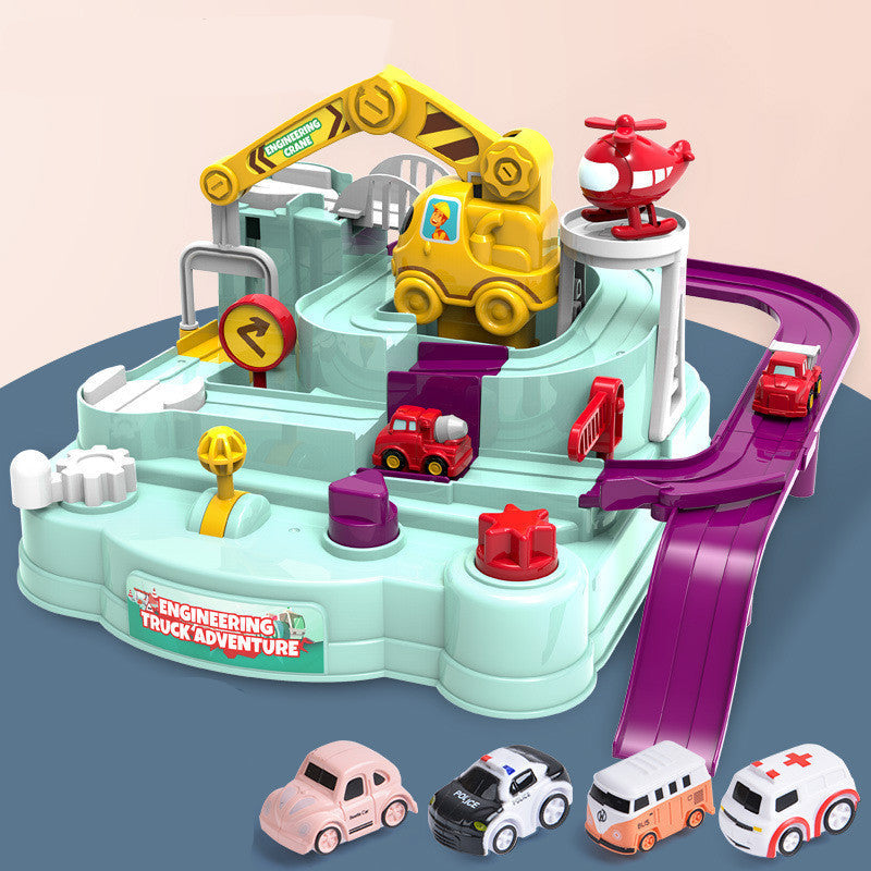 Adventure Parking Lot Car Track โ Interactive Rail Toy Set for Kids
