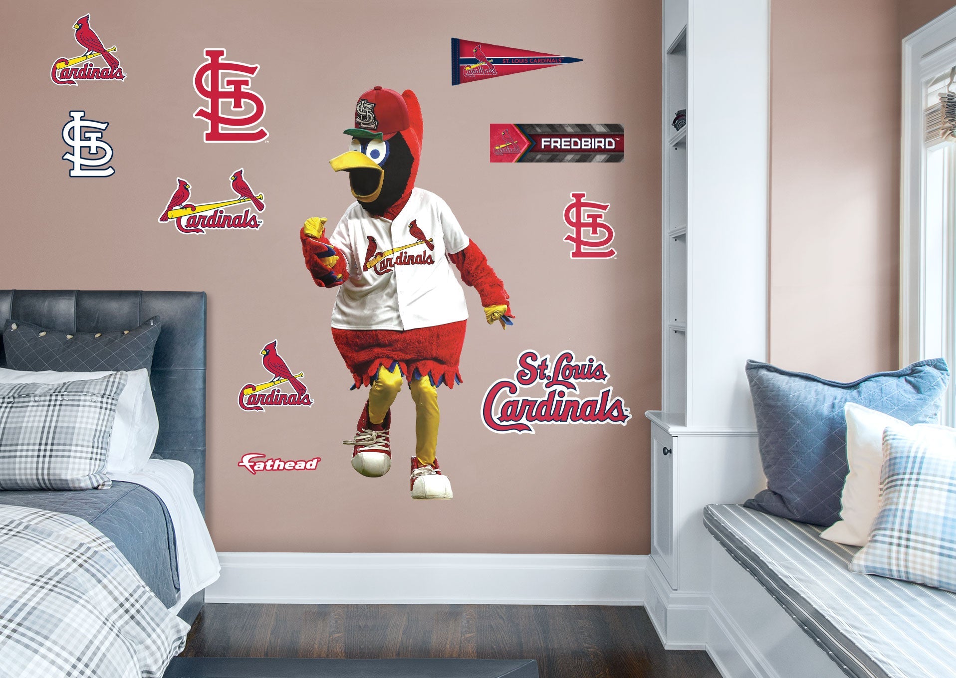 Fredbird Mascot - RealBig Collection - Official MLB - St. Louis Cardinals - Reusable Vinyl Wall Decals