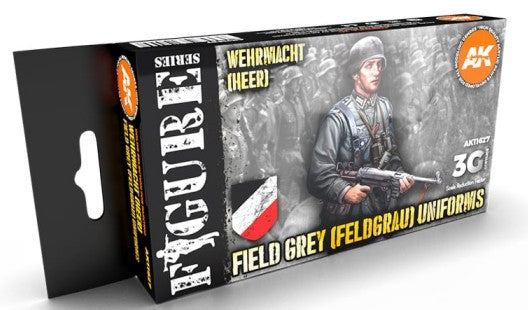 AK Interactive 11627 Figures Series: Wehrmacht (Heer) Field Grey Uniforms 3G Acrylic Paint Set (6 Colors) 17ml Bottles