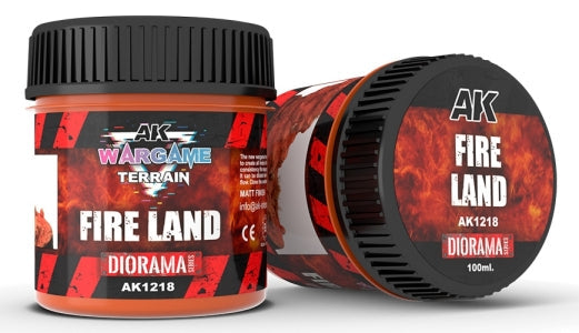 AK Interactive 1218 Wargame Terrain: Fire Land Texture Acrylic 100ml Bottle
