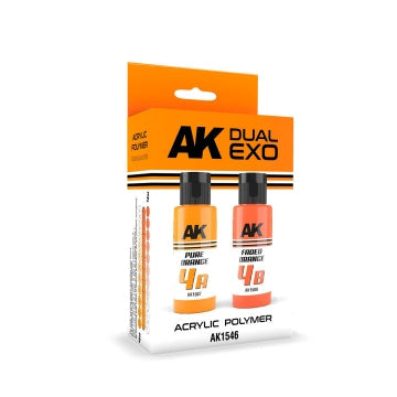 AK Interactive 1546 Dual Exo: Pure Orange & Faded Orange Acrylic Paint Set 60ml Bottles