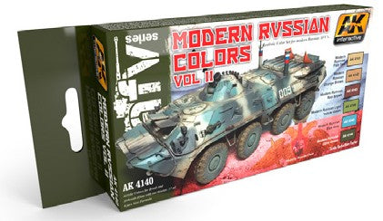 AK Interactive 4140 AFV Series: Modern Russian Vol.2 Acrylic Paint Set (6 Colors) 17ml Bottles
