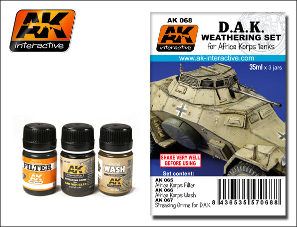 AK Interactive 68 DAK Africa Korps Tanks Enamel Paint Set (65, 66, 67)