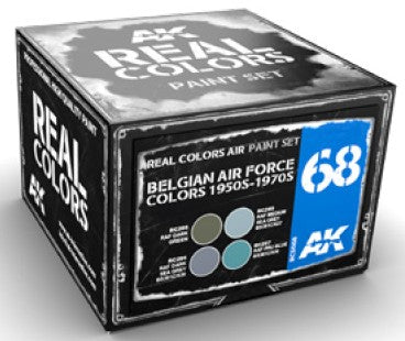 AK Interactive RCS68 Real Colors: Belgian Air Force 1950s-1970s Acrylic Lacquer Paint Set (4) 10ml Bottles(D)