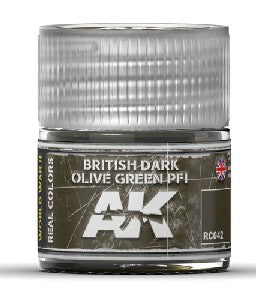 AK Interactive RC42 Real Colors: British Dark Olive Green PF1 Acrylic Lacquer Paint 10ml Bottle