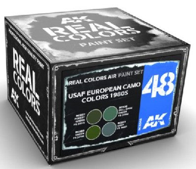 AK Interactive RCS48 Real Colors: USAF European Camo 1980s Acrylic Lacquer Paint Set (4) 10ml Bottles