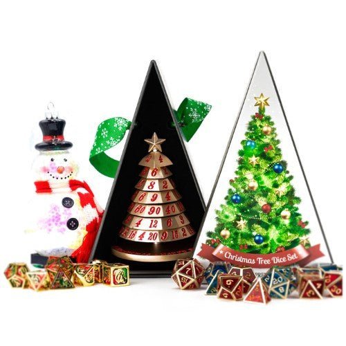 Aluminum Christmas Tree 7 Dice Set - Choose a color