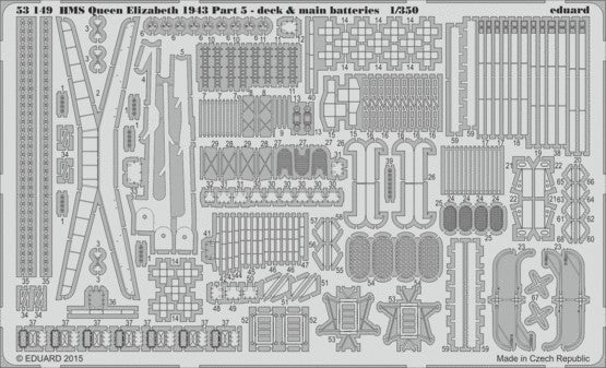 Eduard 53149 1/350 Ship- HMS Queen Elizabeth 1943 Pt.5 AA Deck & Main Batteries