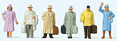 Preiser 14117 HO Scale Travellers -- Era III pkg(6)