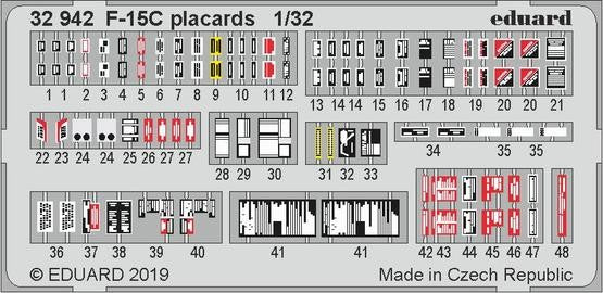 Eduard 32942 1/32 Aircraft- F15C Placards for TAM (Painted)