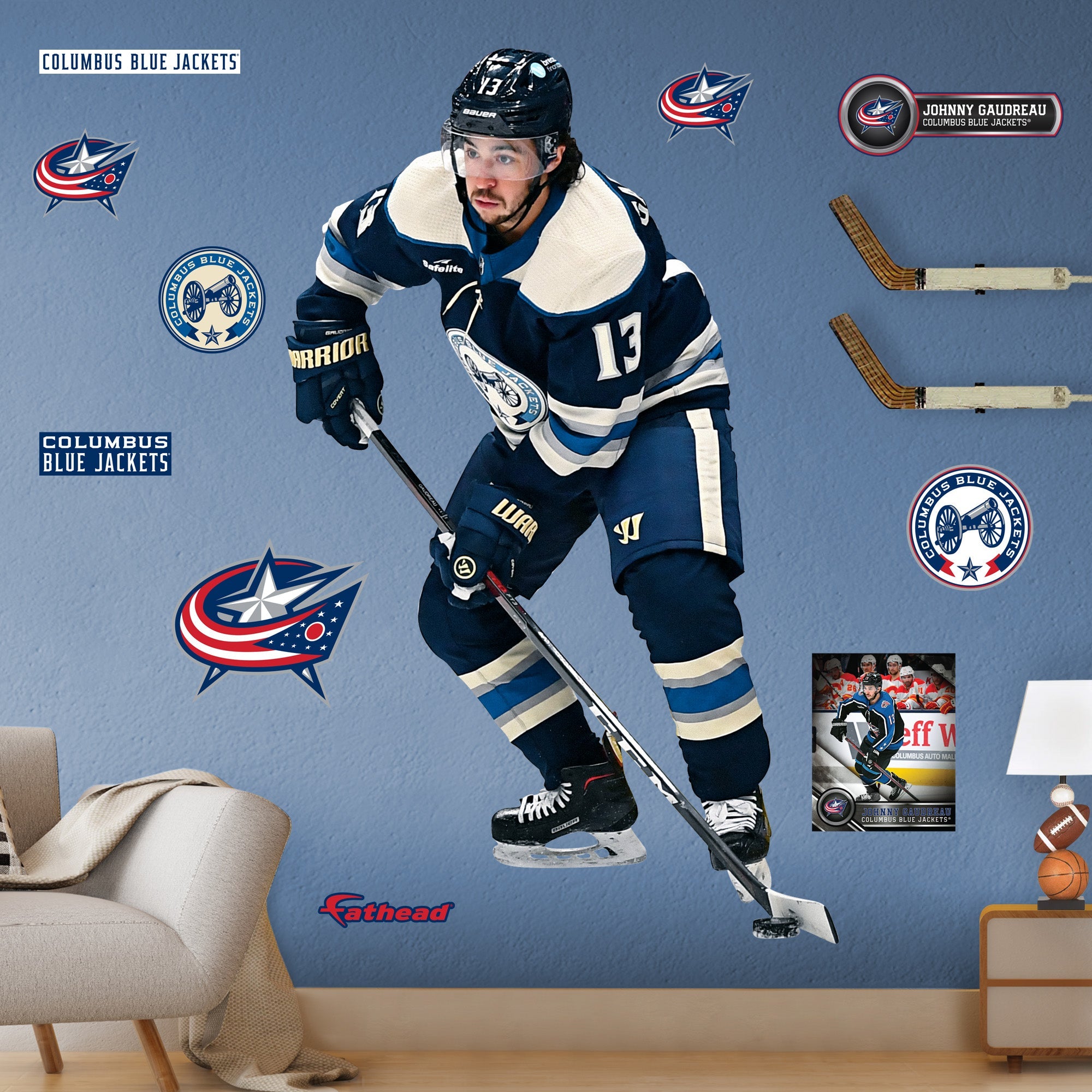 Johnny Gaudreau - RealBig Collection - Official NHL - Columbus Blue Jackets - Reusable Vinyl Wall Decals #1