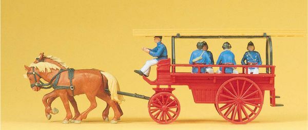 Preiser 30427 HO Scale Emergency - Horse-Drawn Fire Equipment -- "Flying Squad"