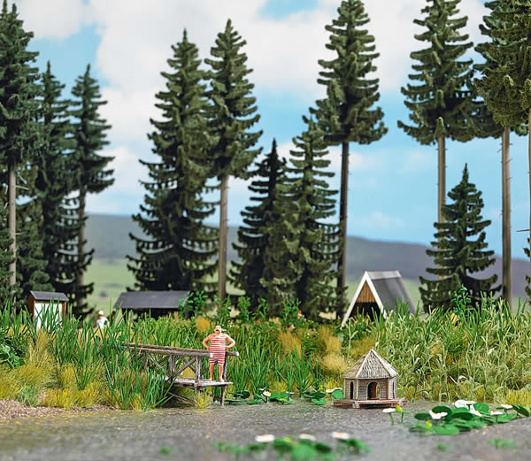 Busch 1267 HO Scale Forest Pond & Accessories -- Kit