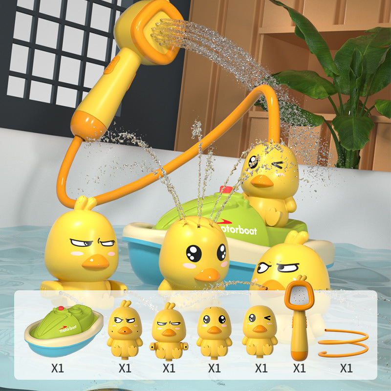 Baby Bath Toys – Cute Water Spray Duck with Shower and Boat