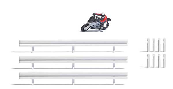 Busch 7940 HO Scale Super Racer 1 Silver Motorcycle with Rider