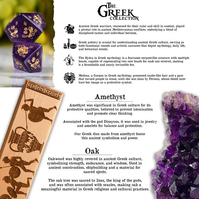 Greek Amethyst Stone Dice Set - Dice Around the World Collection