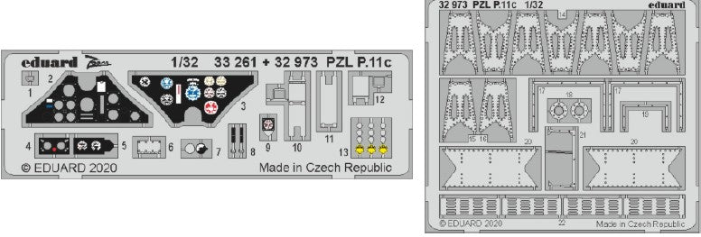 Eduard 32973 1/32 Aircraft- PZL P11c for IBG (Painted)
