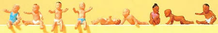 Preiser 10529 HO Scale Children - Assorted Babies pkg(9)