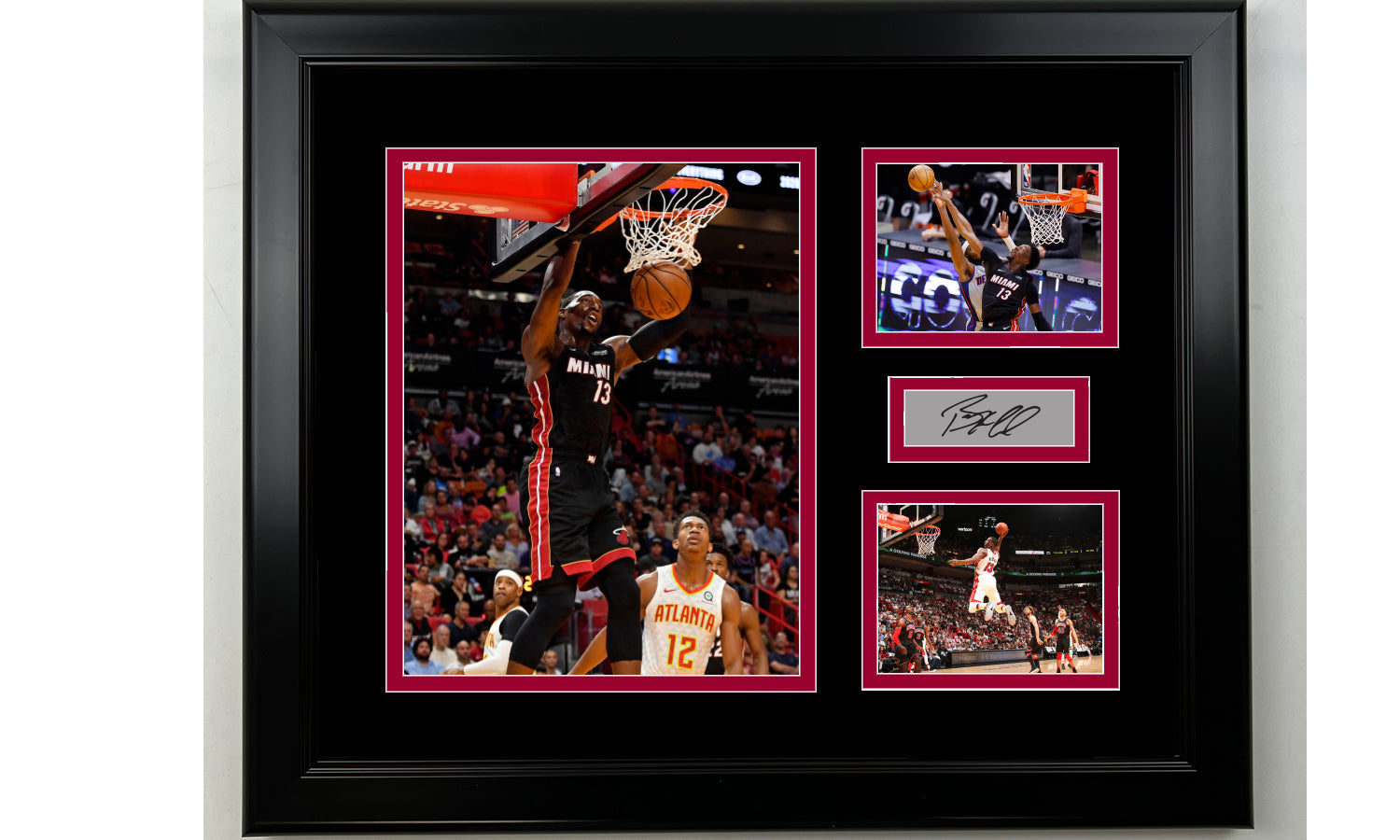 Framed Bam Adebayo Miami Heat Facsimile Laser Engraved Signature Basketball 14x11 3 Photo Collage