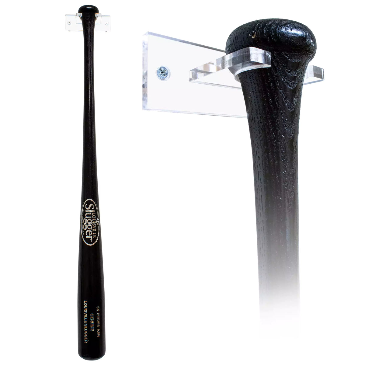 Acrylic Baseball Bat Wall Mounts Brackets – Clear, Baseball Bat Hanger