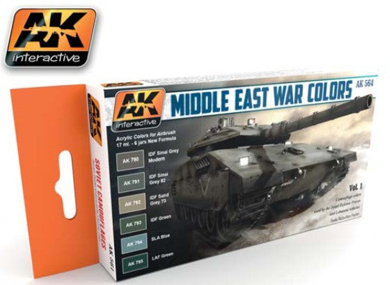 AK Interactive 564 Middle East War Vol.1 Acrylic Paint Set (6 Colors) 17ml Bottles (D)