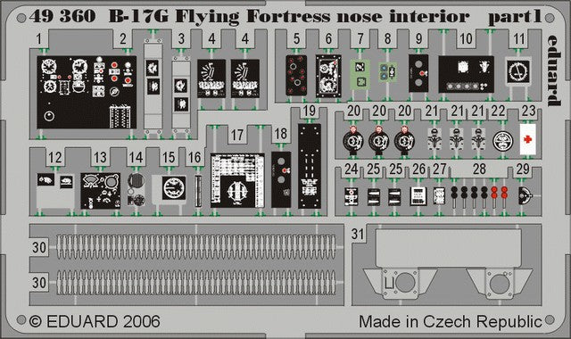 Eduard 49360 1/48 Aircraft- B17G Nose Interior for RMX (Painted)