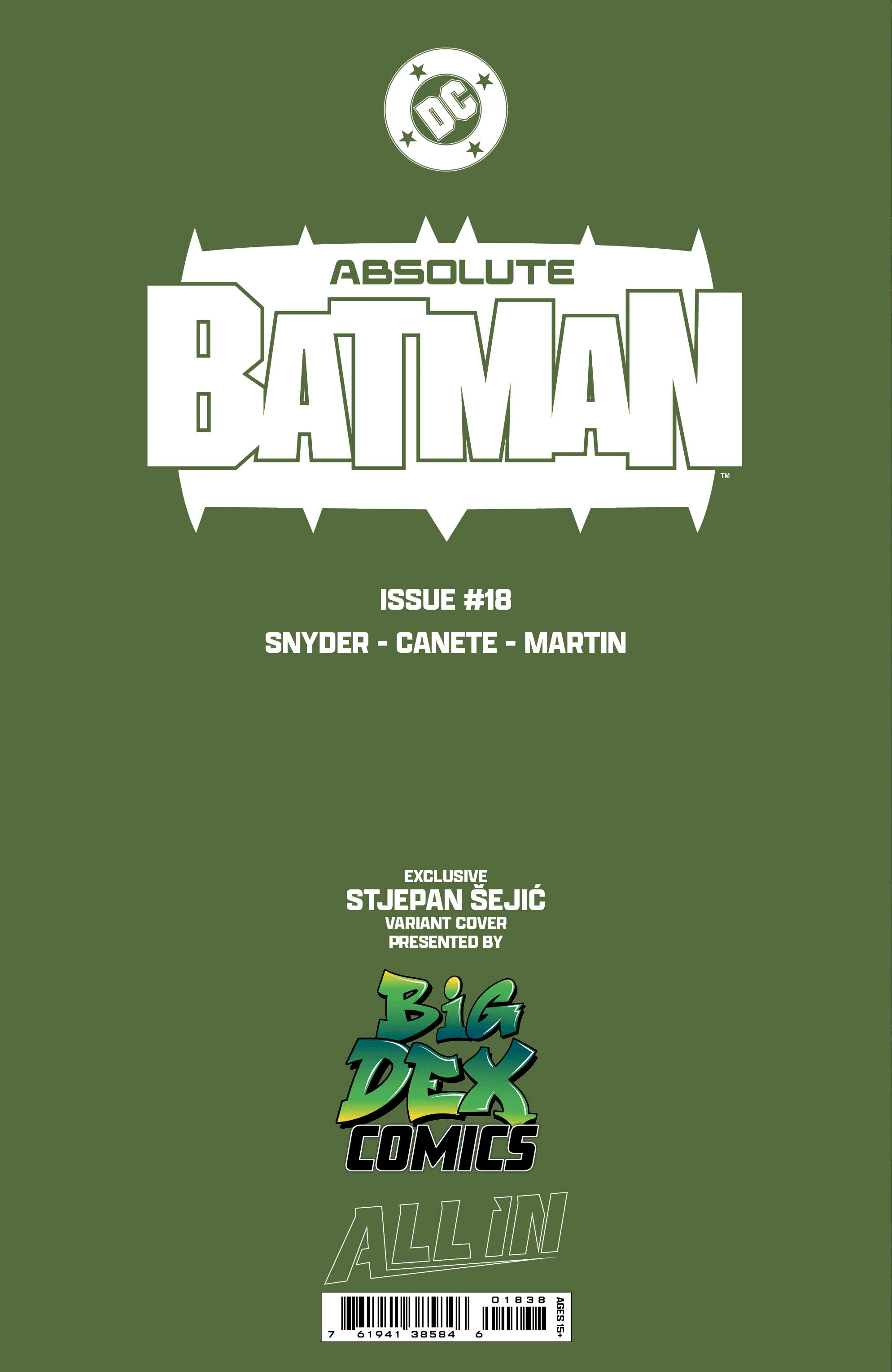 Absolute Batman #18 STJEPAN SEJIC Trade Dress