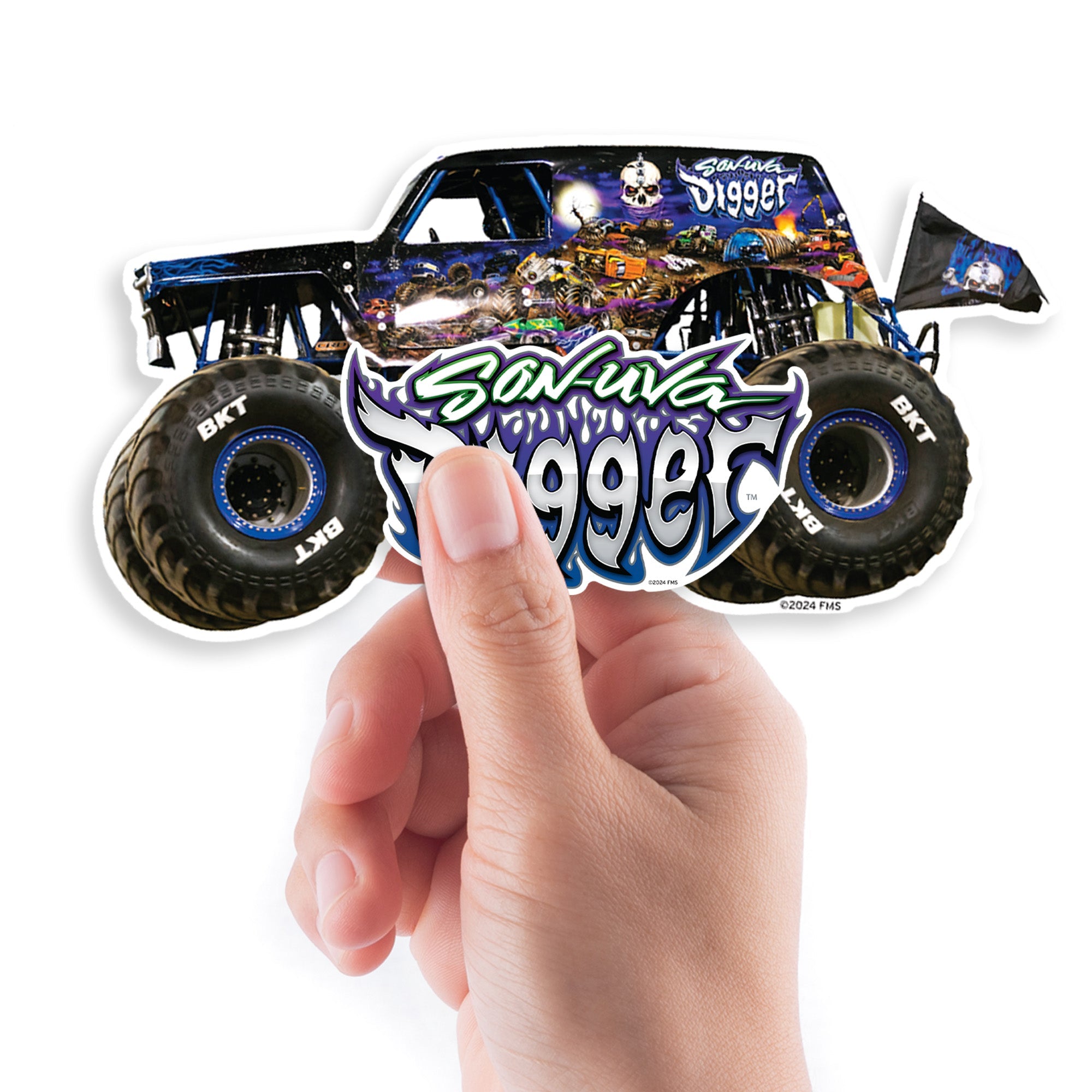 Son-uva Digger - 5 Character Minis (Mixed Sizes) - Official Monster Jam - Reusable Vinyl Decals