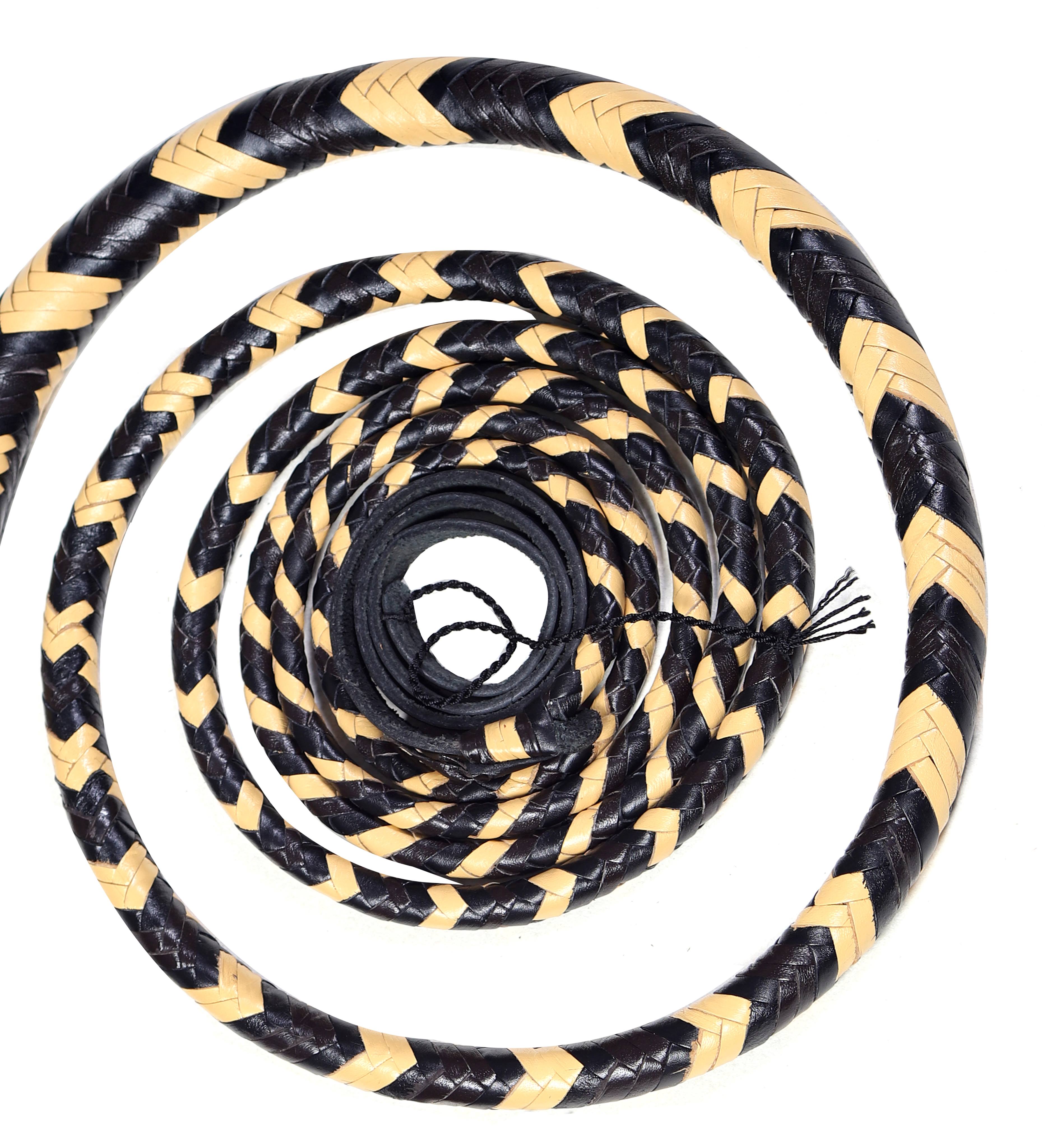 Yellow & Black Leather Bull Whip for Sale (4ft–16ft)