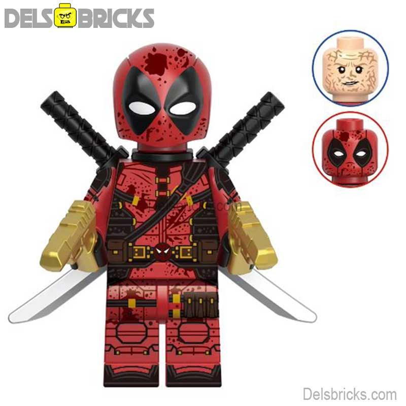 Battle Damaged bloody Deadpool Marvel MCU Lego Minifigures Custom Toys
