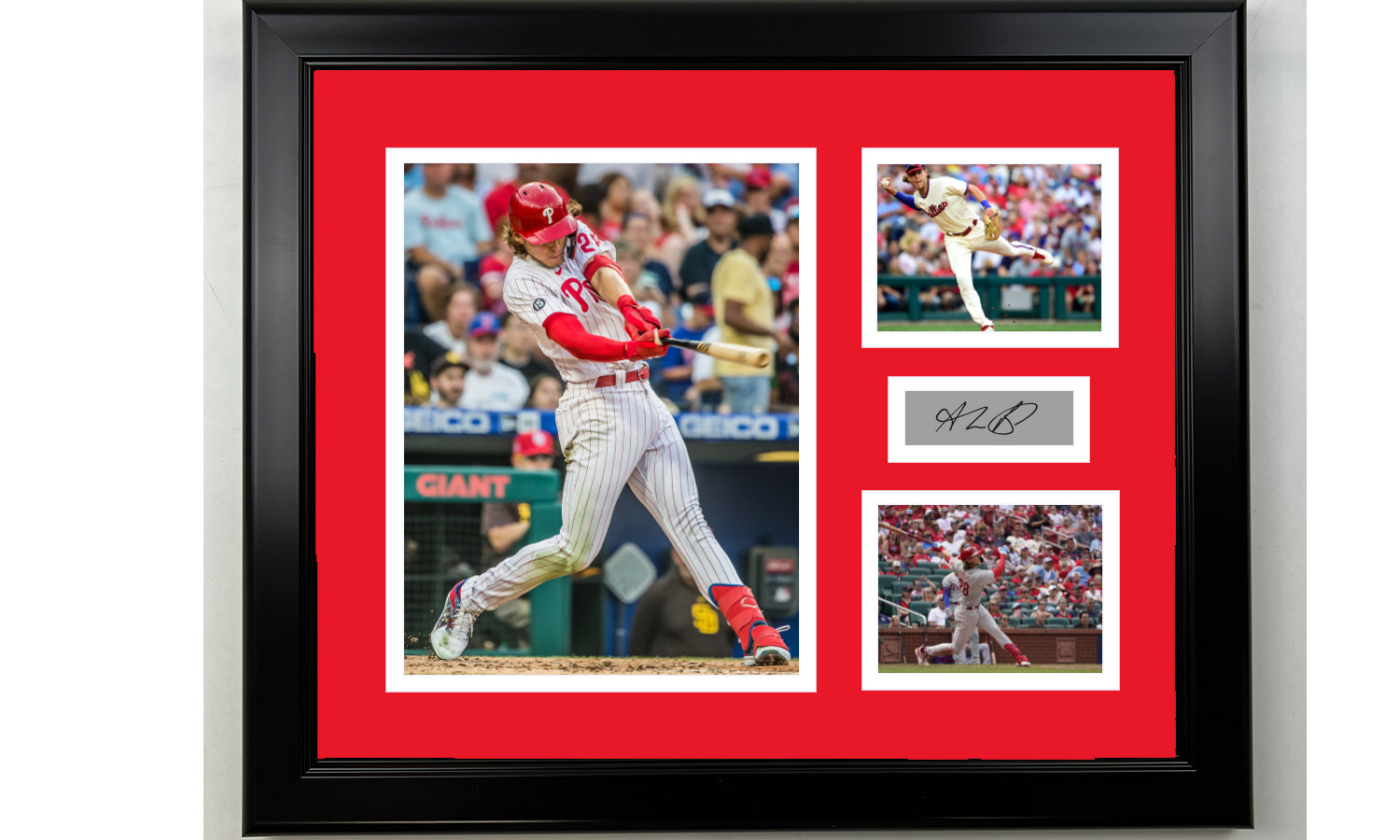 Framed Alec Bohm Philadelphia Phillies Facsimile Laser Engraved Signature Baseball 14x11 3 Photo Collage