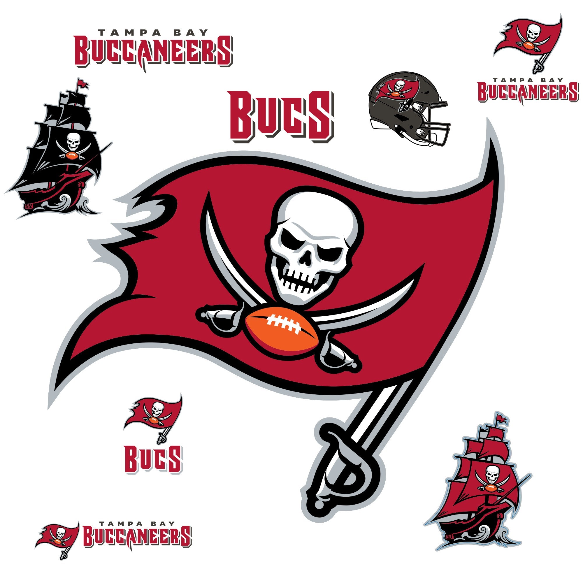 Tampa Bay Buccaneers - RealBig Logo Collection - Official NFL - Reusable Vinyl Wall Decals