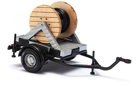 Busch 59961 HO Scale Cable Reel Trailer with Load - Assembled -- Gray