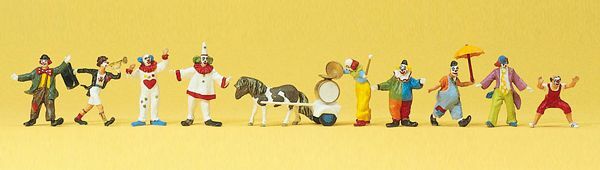 Preiser 20258 HO Scale Circus Figures -- Clowns w/Pony
