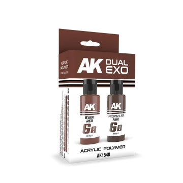 AK Interactive 1548 Dual Exo: Oxide Red & Propeller Fire Acrylic Paint Set 60ml