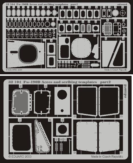 Eduard 32104 1/32 Aircraft- Fw190D Scribing Template & Access for HSG (D)
