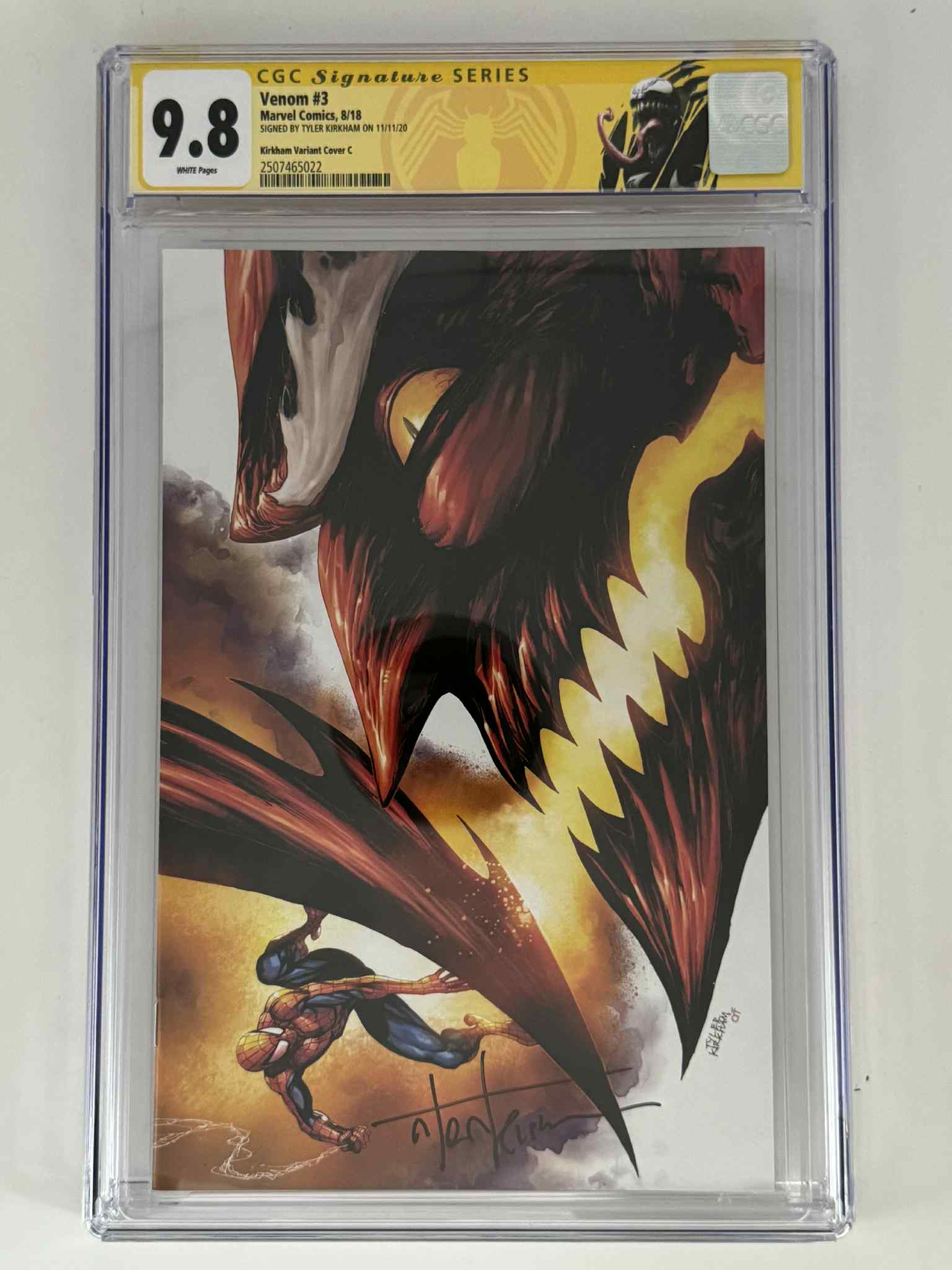 Signed by Tyler Kirkham] Venom #3 CGC 9.8 Yellow Label Exclusive Virg